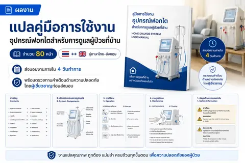 ตัวอย่างงานแปลคู่มือเครื่องมือแพทย์และคู่มือผู้ใช้งาน